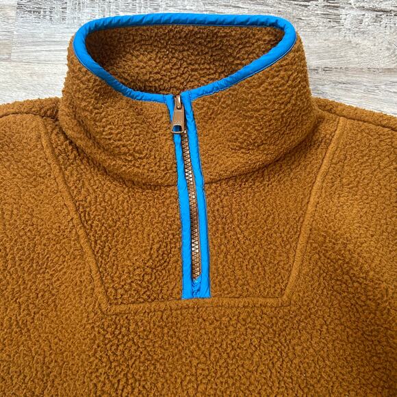 Madewell Fleece Half Zip Pullover Brown Blue XXS Quilted Pocket Gorpcore Jacket - Picture 5 of 6